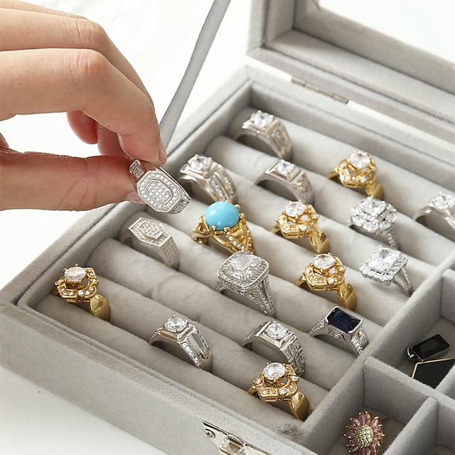  1PC Large Capacity Velvet Jewelry Box New Rings Necklaces Earrings Earrings Storage Box High-end Sense Organizing Box Dustproof Box