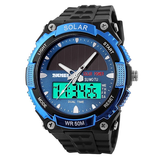  SKMEI Heren Sporthorloges Solar Digitale LED Militaire Heren Polshorloge Mode Casual Elektronica Chronograaf Rubber Polshorloges Heren Klok reloj hombre