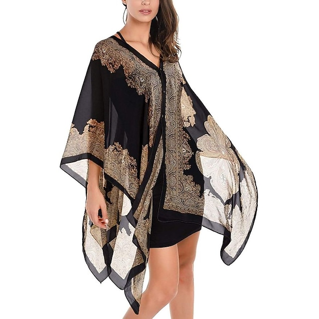 Fashion Women Scarf Shawl Poncho Printed Sunscreen Scarf Sun Protection Shawl Beach Shawl Bikini