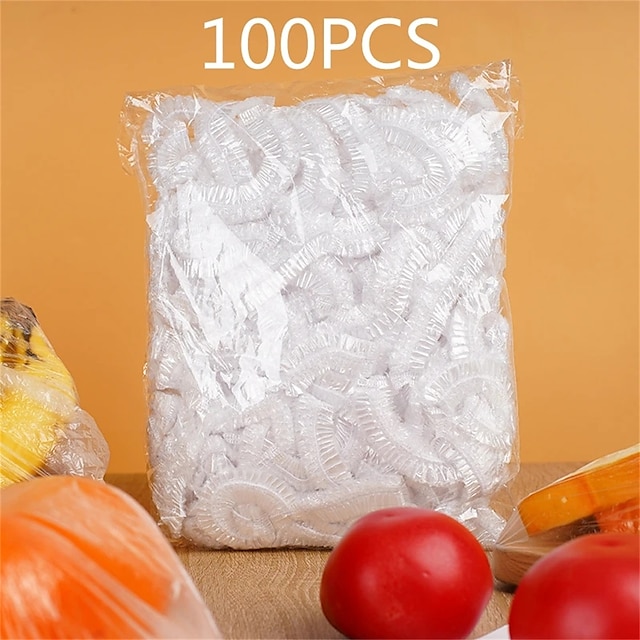  100 uds, cubierta desechable para alimentos, envoltura de plástico, bolsa de película de mantenimiento fresco pe de calidad alimentaria, cubierta desechable gruesa para cuenco