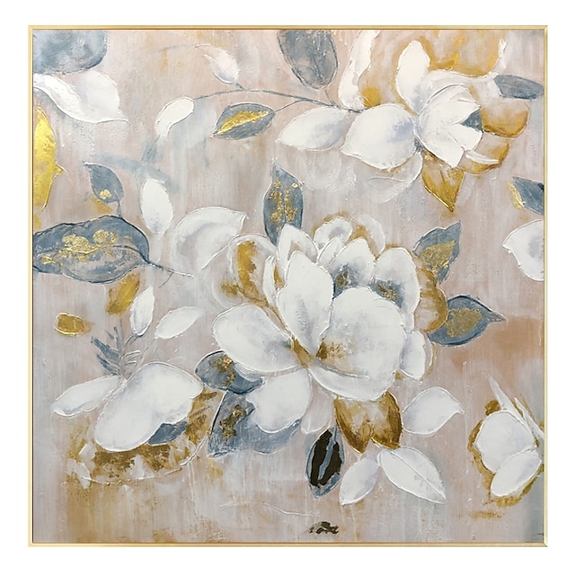  pintura a óleo pintada à mão à mão arte da parede abstrata flores brancas escultura decoração para casa decoração em tela enrolada sem moldura não esticada