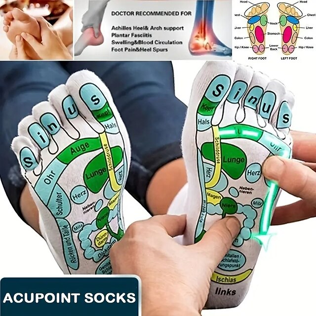 1 Pair Of Acupoint Socks With 1pc Massage Stick Acupressure Reflexology