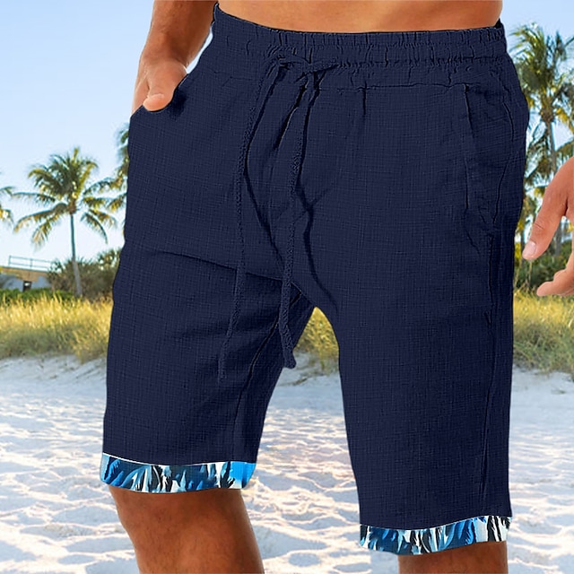  Pánské Růžové kraťasy Kraťasy Letní šortky Plážové šortky Šňůrky Elastický pas Straight-Leg Bez vzoru Slátanina Pohodlné Prodyšné Krátký Ležérní Denní Dovolená Módní Klasický styl Černá Bílá