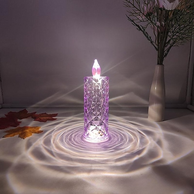 Led Electronic Candle Light, Rose Pattern Refraction Halo