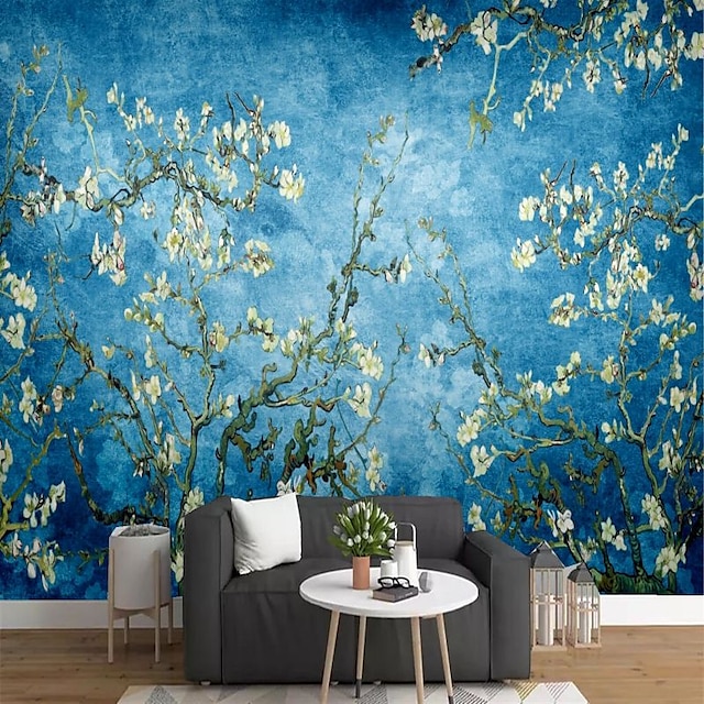  seinämaalaus tapetti seinä tarra, joka peittää kuoren ja tikkunen irrotettavan sinisen kukka kukka kangas kodin sisustus