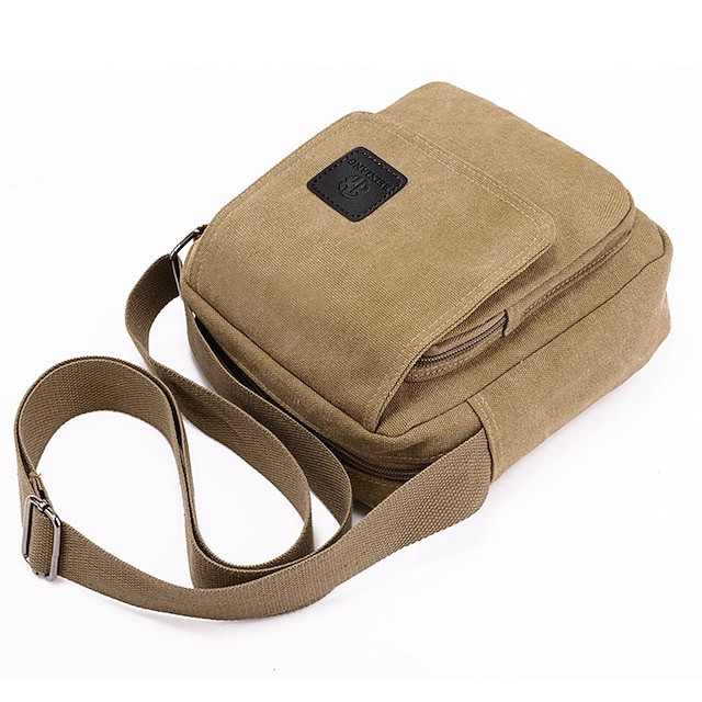 Men's Canvas Crossbody Messenger Bag Durable Small Shoulder Bag with