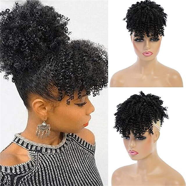 Elvirgel Afro Puff Drawstring Ponytail for Black Women Curly Ponytail ...