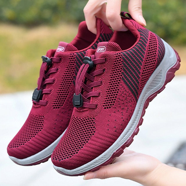  Women's Sneakers Running Shoes Cushioning Breathable Light Soft Running Road Running Rubber Tulle Spring Fall Black Red Purple Light Grey
