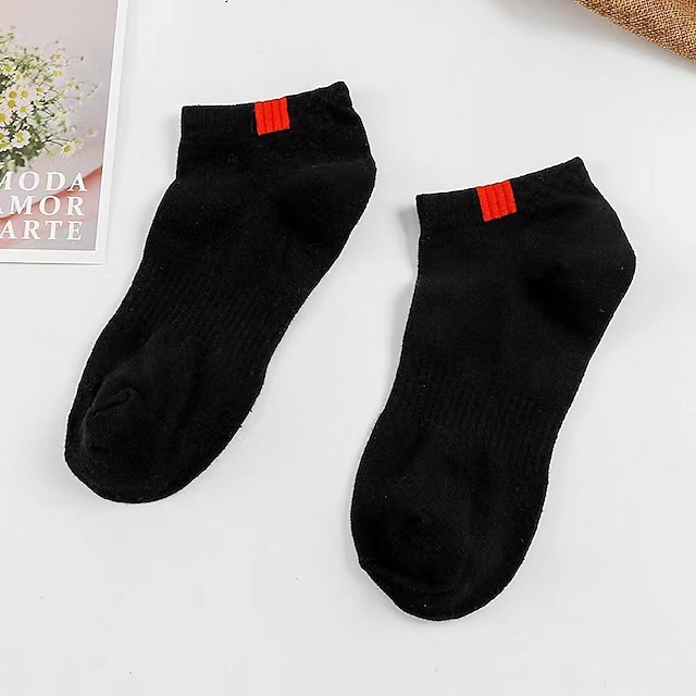  Pánské 5 párů Kotníkové ponožky neviditelné ponožky Černá Bílá Barva Bez vzoru Ležérní Denní Základní Tenké Léto Jaro Podzim Chladný Prodyšné