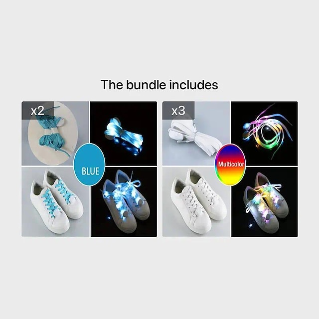 1 Pair LED Sport Shoe Laces Luminous Shoe Laces Glow Shoe Strings Round ...