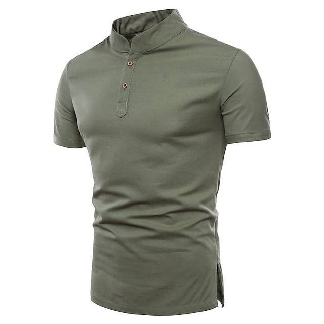 Men's Golf Shirt Polo Outdoor Business Stand Collar Short Sleeves ...