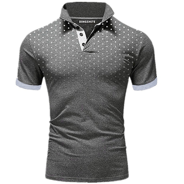  Herre POLO T-skjorte Golf skjorte Avslappet Daglig Polokrage Klassisk Kortermet Fritid Myk Polkadotter Punkt Knapp foran Sommer Vår Normal Svart Hvit Rød Navyblå Oransje lysegrå POLO T-skjorte
