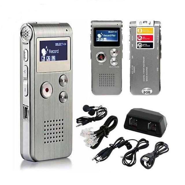  New Portable Rechargeable 8GB Digital Audio Voice Recorder Dictaphone MP3 Player