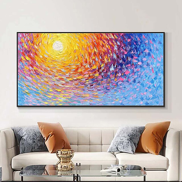 Mintura Handmade Texture Sunrise Scenery Oil Paintings On Canvas Wall Art Decoration Modern Abstract Picture For Home Decor Rolled Frameless Unstretched Painting 10
