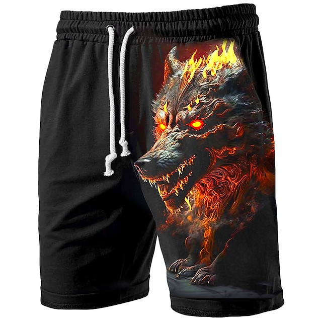  Férfi Grafika Állat Farkas Izzadt nadrág Strand rövidnadrág Terry Shorts Közepes csípő Alkalmi Sportruházat Napi Szabadság Utcai öltözék Zsinór Rugalmas derék 3D nyomtatás Tervező Ruházat