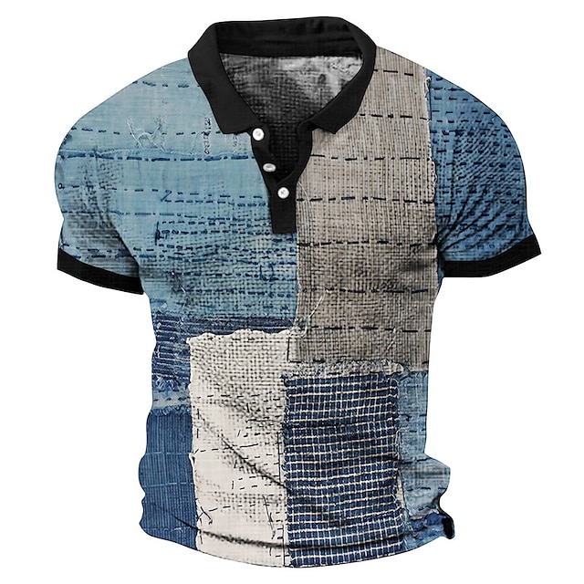 Men's Polo Shirt Waffle Polo Shirt Lapel Polo Button Up Polos Golf ...