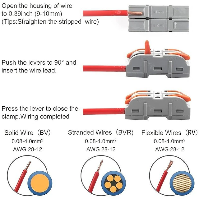 Cable Wire Conection 20Pcs Quick Wire Connection Terminal SPL-1 Splicing Conductor Compact ...