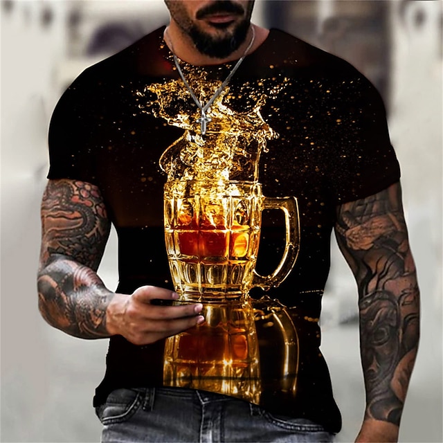  Fête d'Octobre Bavarois Bière Manches Ajustées Animé Art graphique Tee-shirt Pour Couple Homme Femme Adulte Impression 3D Casual Quotidien