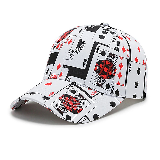 Men's Baseball Cap Sun Hat Poker Hat White Blue Polyester Travel Hip Hop Beach Outdoor Vacation Hip-hop Graffiti Adjustable 11