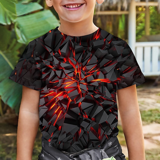  Pojkar 3D Grafisk 3D Print T-shirt Kortärmad 3D-tryck Sommar Vår Aktiv Sport Mode Polyester Barn 3-12 år Utomhus Ledigt Dagligen Normal