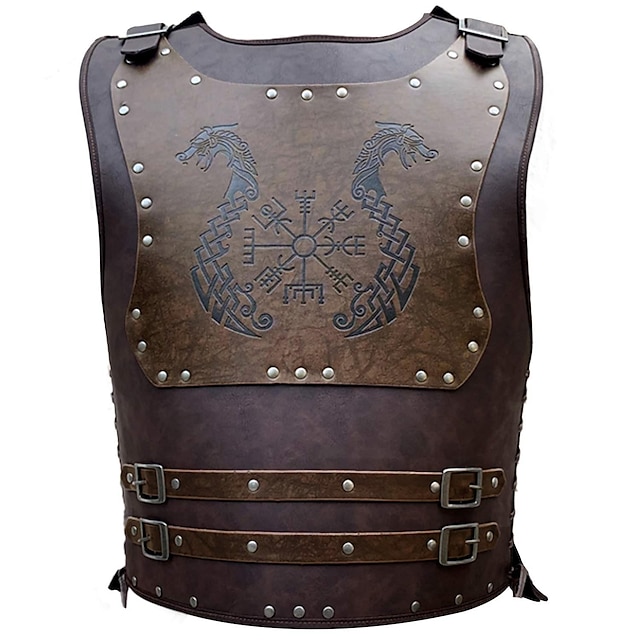  Rétro Vintage Punk et gothique Epoque Médiévale Renaissance 17ème siècle Costume de Cosplay Armes et Armures Protège-poitrine Guerrier Chevalier Viking Chevalier celtique Fille-bouclier Homme