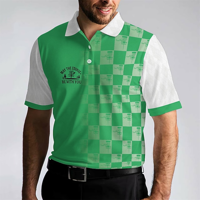Men's Golf Polo Shirt Golf Shirt Button Up Polo Black Blue Green Short ...
