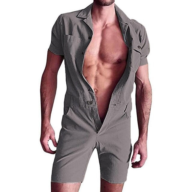 Men's Jumpsuit Casual Shorts Zipper Pocket Plain Comfort Casual Daily