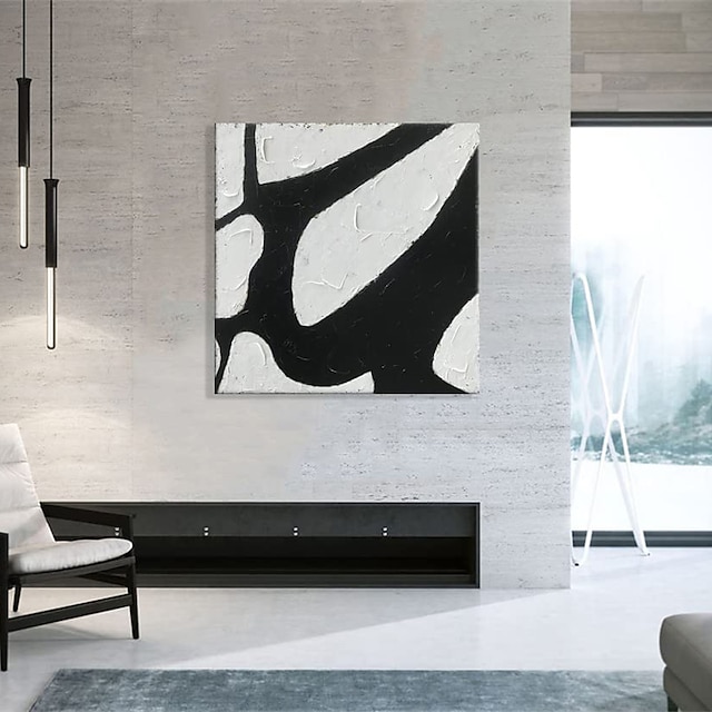  Lienzo abstracto blanco y negro, cuadros modernos, decoración para sala de estar, lienzo, arte de pared hecho a mano, arte de pared para el hogar