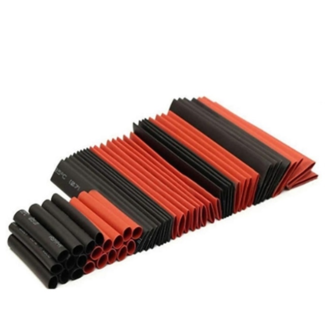  127pcs vermelho preto tubo termorretrátil poliolefina 2:1 envoltório elétrico mangas de cabo de isolamento kit de sortimento de tubo encolhível