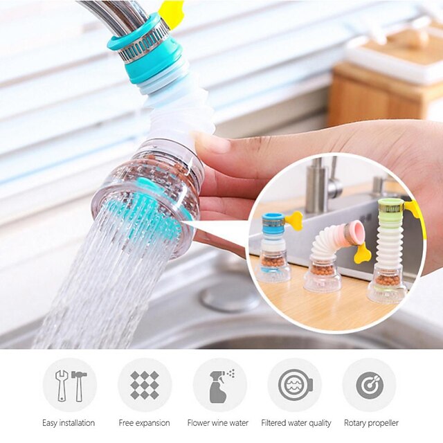  2Pcs Kitchen Water Filter Faucet Head Replacement, 360 Adjustable Flexible Tap Extender Water Saving Sprayer Aerator Nozzle Attachment Diffuser Bathroom Accessories