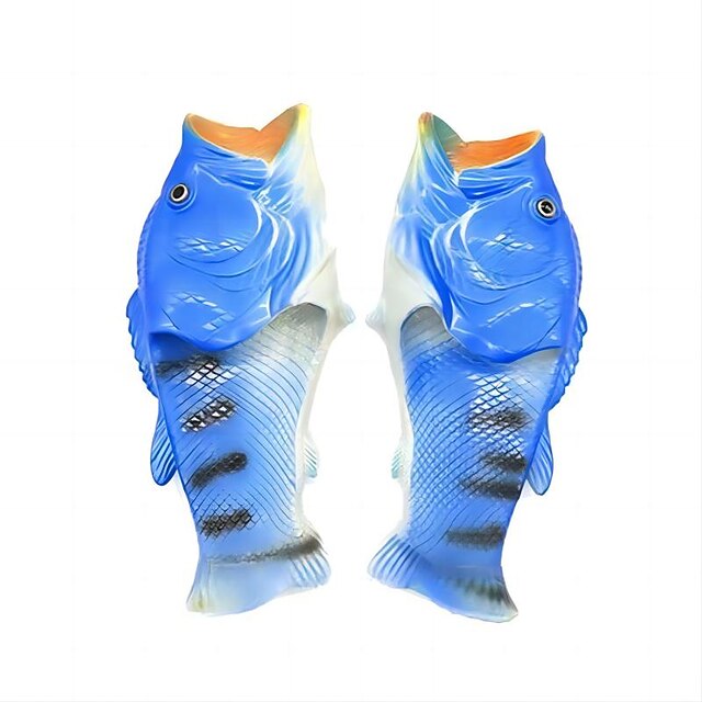Men's Fish Shaped Slippers - Funny 3D Fish Flip Flops for Men and Women ...