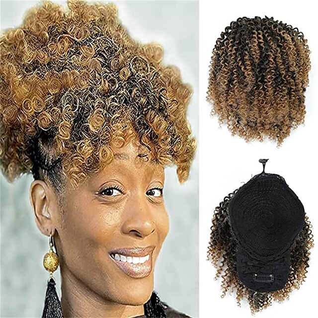 Elvirgel Afro Puff Drawstring Ponytail for Black Women Curly Ponytail ...