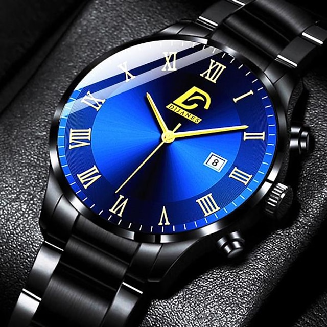  Fashion Mens Watches Luxury Calendar Date Quartz Clock Big Dial Men Business Stainless Steel Mesh Belt Watch Relojes Masculino