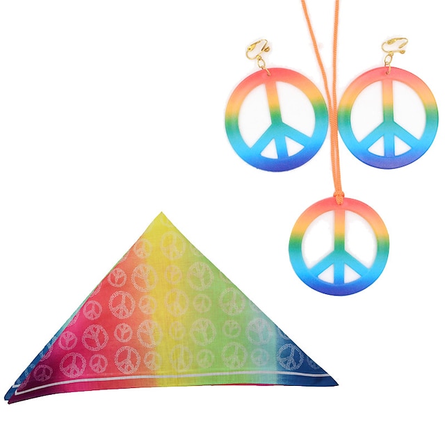  Colorful Peace Charm Necklace Hippie Set Accessories Peace Charm Clothing Decoration