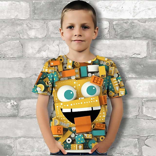  Dla chłopców 3D Graficzny Kreskówki Podkoszulek T-shirt Krótki rękaw Druk 3D Lato Wiosna Aktywny Sport Moda Poliester Dzieci 3-12 lat Na zewnątrz Codzienny Regularny
