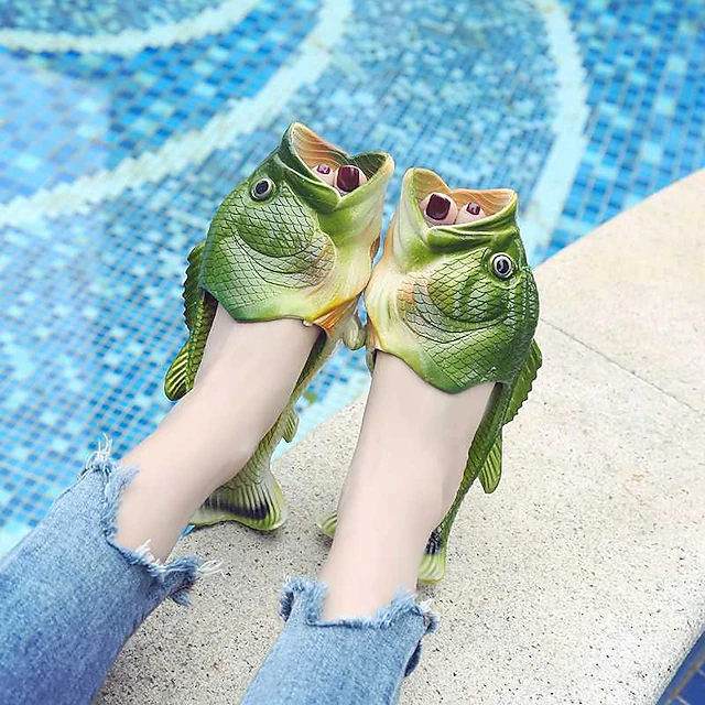 Men's Fish Shaped Slippers - Funny 3D Fish Flip Flops for Men and Women ...