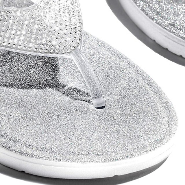 Flip Flop Platform Glitter Stone Platin