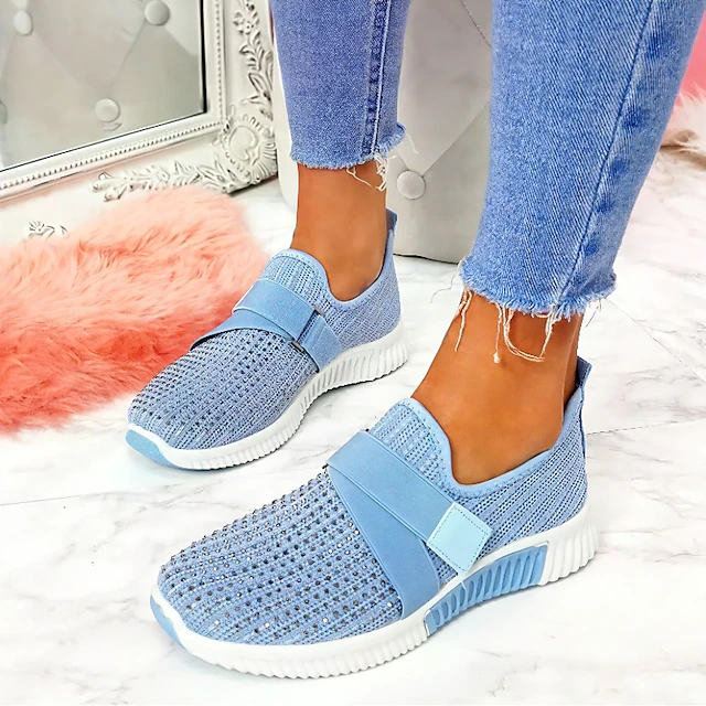 Women's Sneakers Slip-Ons Plus Size Flyknit Shoes White Shoes Outdoor ...