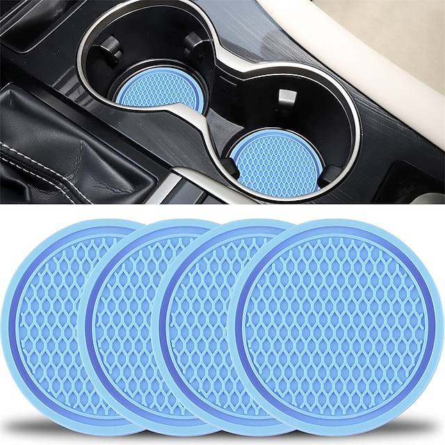  4Pack Car Cup Coaster Auto Car Cup Holder Insert Coasters Silicone Anti-Slip Drink Car Cup Mat Universal Vehicle Interior Accessories