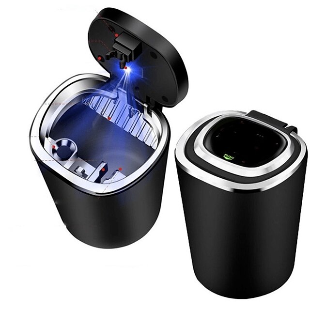  Universal Car Ashtray Smokeless Storage Cup Cigarette Retardant Box LED Glowing