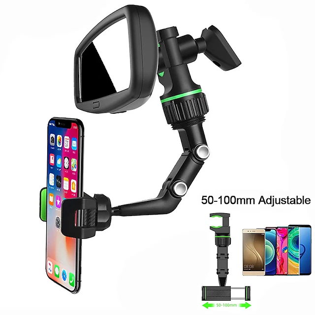 Rearview Mirror Phone Holder Universal 360 Degrees Rotating Car Phone Holder Car Rearview Mirror Mount Phone and GPS Holder for 47mm-71mm Wide Mobile Phones Use for Home Table Kitchen etc 1PCS 12