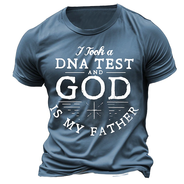 Men's Graphic Letter T Shirt Christian T Shirts Short Sleeve T shirt 3D Print Crew Neck Shirt Vintage Fashion Designer Outdoor Daily Sports Blue Khaki Spring & Summer Clothing Apparel S M L XL 2XL 3XL2