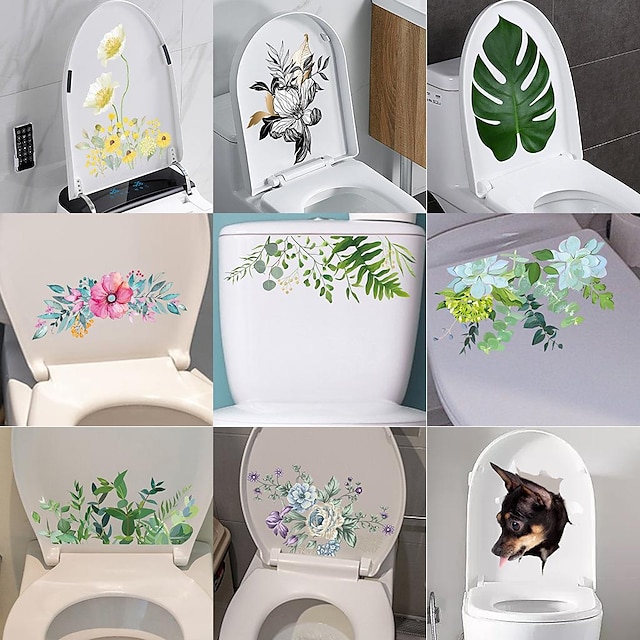  Creative Toilet Cover, Cartoon Toilet Stickers, Bathroom Self-adhesive Decorative Wall Stickers
