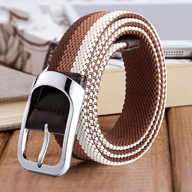  Men's Canvas Belt Braided Belts Black White Polyester Alloy Stripe Daily Wear Going out Weekend