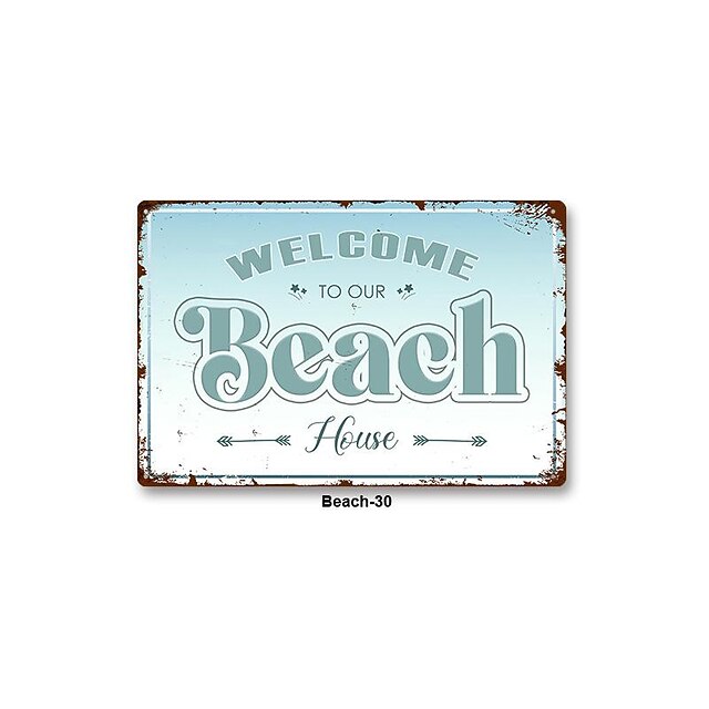 1pc Beach Metal Tin Sign Summer Beach Tin Sign Vintage Beach Signs Wall ...