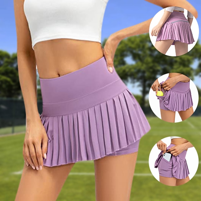 Womens Tennis Skirts Golf Skirts Pleated Skirts White Sun Protection Lightweight Skirt Ladies