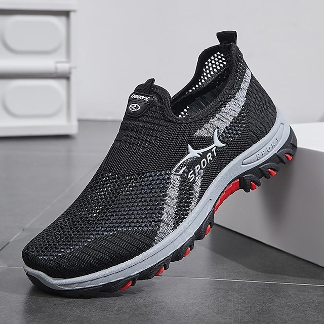  Men's Sneakers Casual Shoes Sporty Look Flyknit Shoes Running Hiking Fitness & Cross Training Shoes Vintage Sporty Casual Outdoor Daily Tissage Volant Breathable Loafer Black Grey Summer Spring