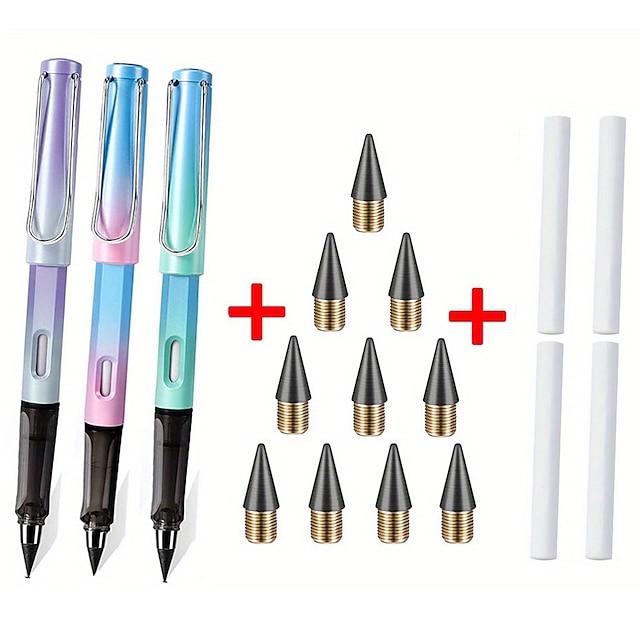  17pcs/set Eternal Pencil Infinite Pencil Technology Inkless Metal Pen Magic Pencil Drawing Is Not Easy To Break Straight Pencil, Back to School Gift