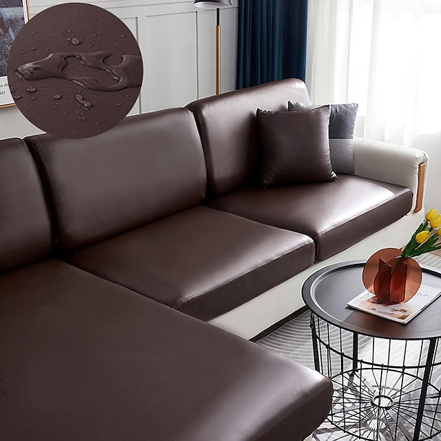  capa de almofada elástica de couro pu capa de almofada 100% impermeável para cadeira almofada protetora de móveis capa de assento de sofá com fundo elástico lavável