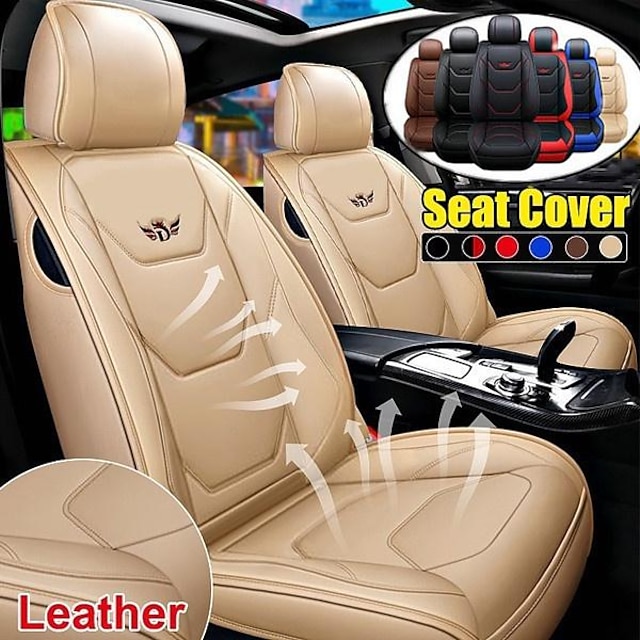  StarFire Universal 5D PU Leather Front Seat Cover Car Seat Mat Waterproof Car Seat Protector Breathable